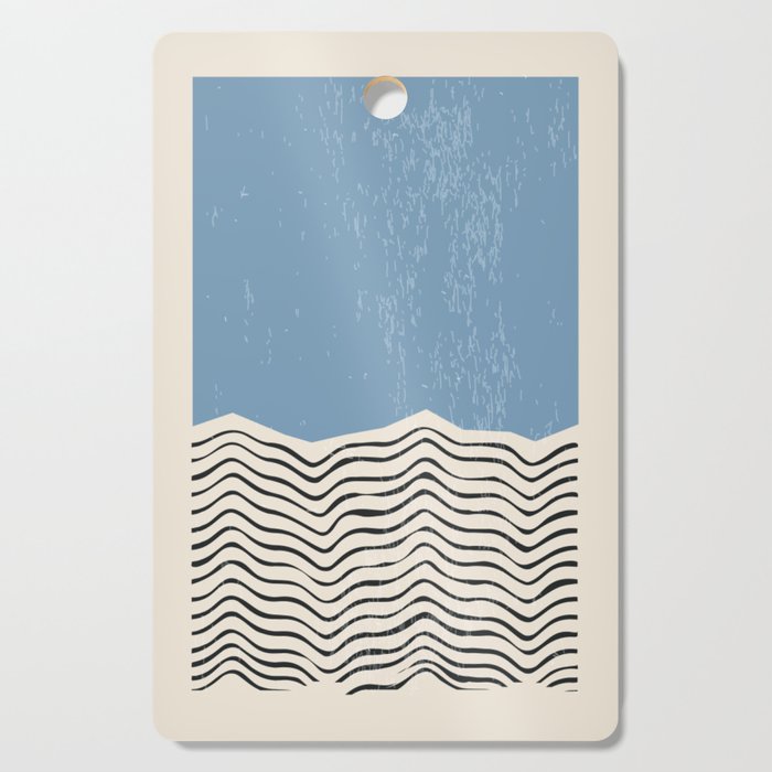 Mid Century Modern Minimalist Blue Waves Rothko Inspired Color Field With Lines Geometric Style  Cutting Board Gallery Image 1