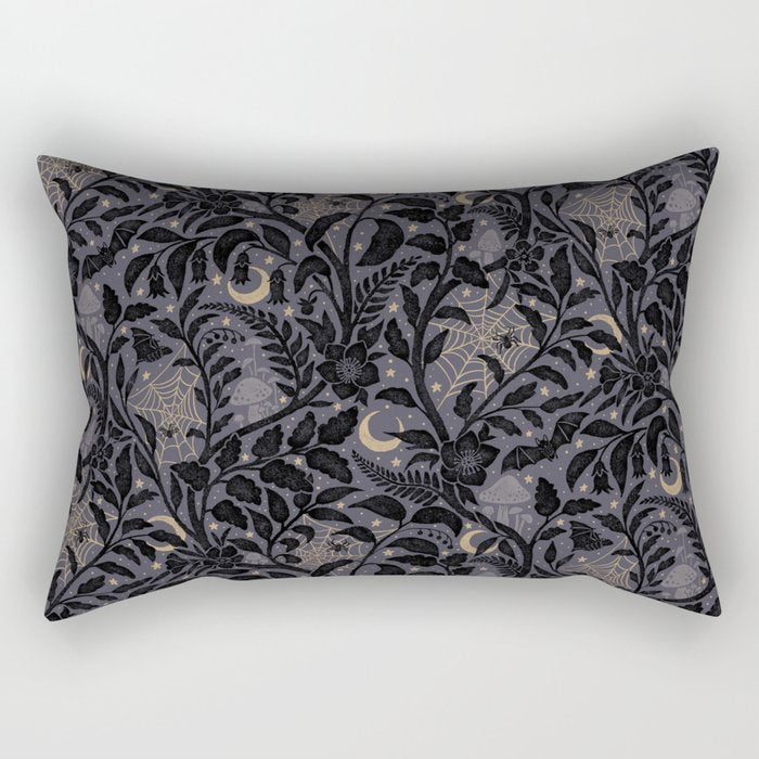 Mysterious Garden - midnight violet Rectangular Pillow Gallery Image 1