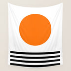 Orange Zen Sunset Minimalist Art Black Stripes Simple Art Wall Tapestry Gallery Image 4