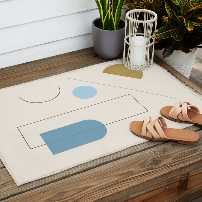 minimal geometric art 3 Outdoor Rug Gallery Image 2