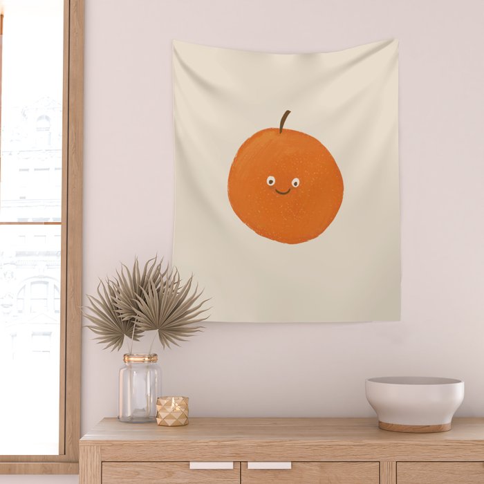 Kawaii Orange Wall Tapestry Gallery Image 2