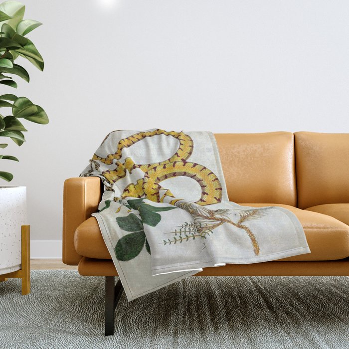 Yellow Snakes Seba Albertus Throw Blanket Gallery Image 1