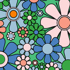 Retro Garden Flowers 60s 70s Floral Pattern in Bright Green Blue Pink Coffee Mug Gallery Image 2
