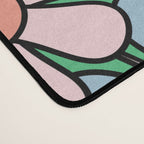 Retro Garden Flowers 60s 70s Floral Pattern in Bright Green Blue Pink Desk Mat Gallery Image 4