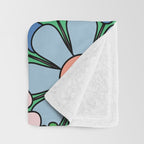 Retro Garden Flowers 60s 70s Floral Pattern in Bright Green Blue Pink Throw Blanket Gallery Image 3