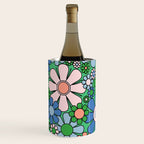 Retro Garden Flowers 60s 70s Floral Pattern in Bright Green Blue Pink Wine Chiller Gallery Image 3