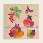  Fruit and bat - pastel Wood Wall Art Gallery Image 1