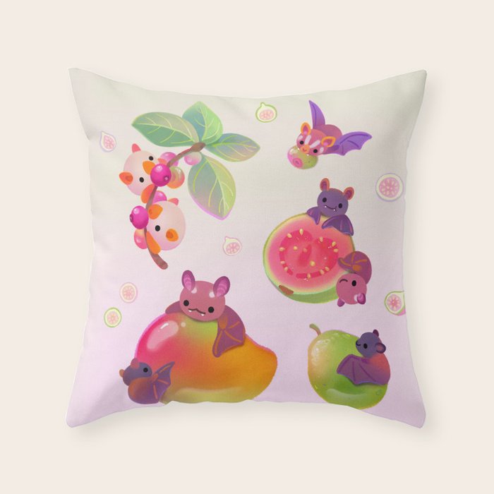  Fruit and bat - pastel Throw Pillow Gallery Image 6