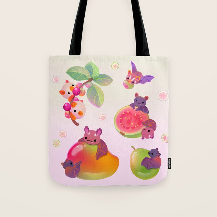  Fruit and bat - pastel Tote Bag Gallery Image 1