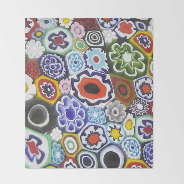 Millefiori Murano Italian Glass Print Throw Blanket Gallery Image 2