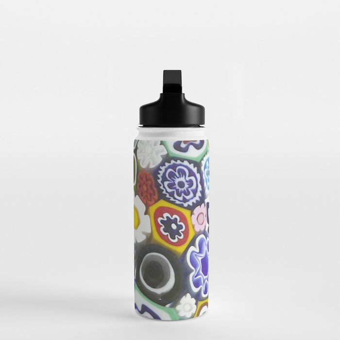 Millefiori Murano Italian Glass Print Water Bottle Gallery Image 3