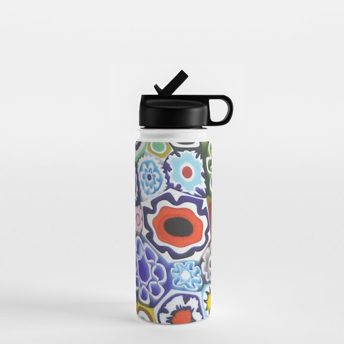Millefiori Murano Italian Glass Print Water Bottle Gallery Image 1