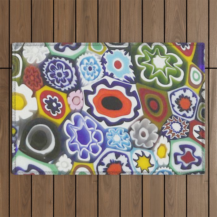 Millefiori Murano Italian Glass Print Outdoor Rug Gallery Image 1