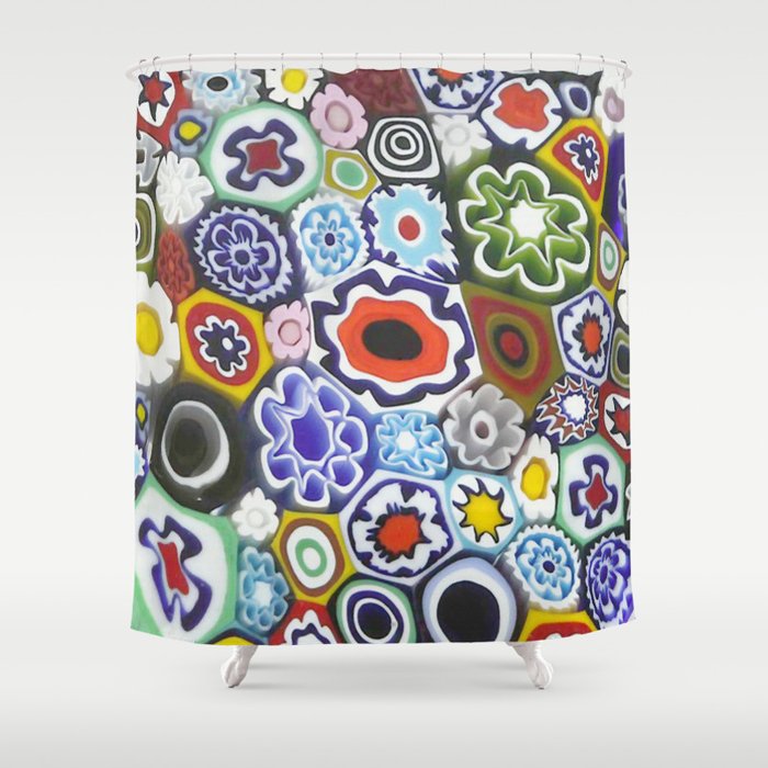 Millefiori Murano Italian Glass Print Shower Curtain Gallery Image 1