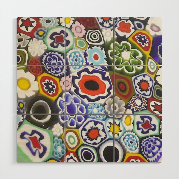 Millefiori Murano Italian Glass Print Wood Wall Art Gallery Image 1
