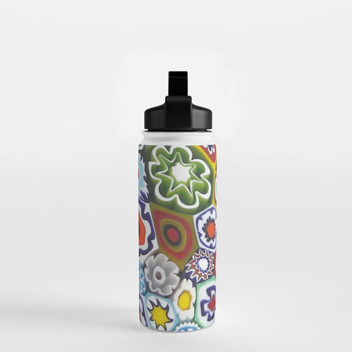 Millefiori Murano Italian Glass Print Water Bottle Gallery Image 2