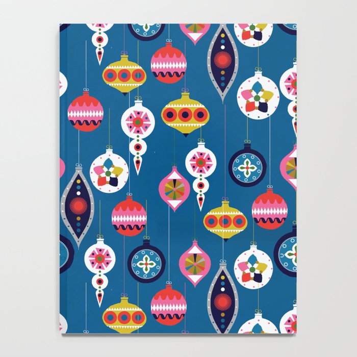 Retro Christmas Baubles on a dark background Notebook Gallery Image 4