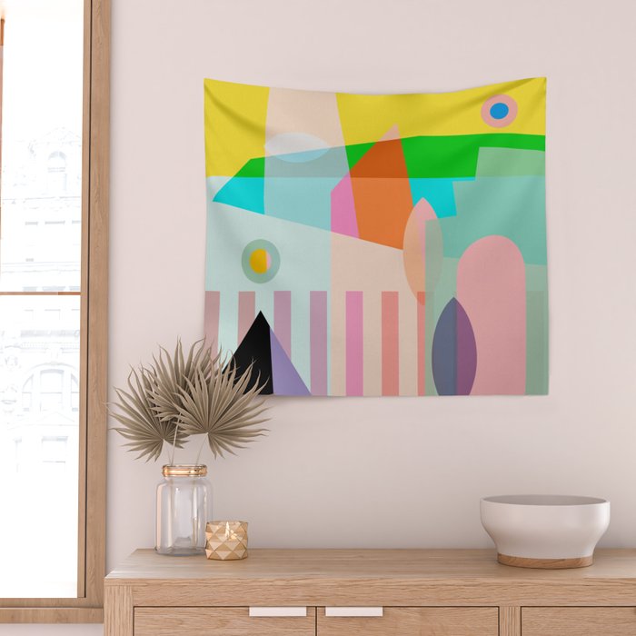 modern abstraction shapes Wall Tapestry Gallery Image 2