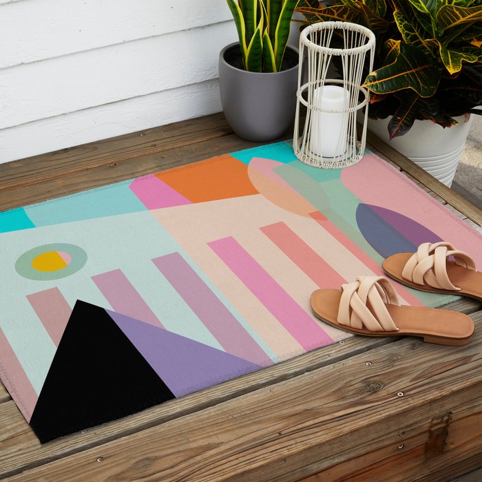 modern abstraction shapes Outdoor Rug Gallery Image 2