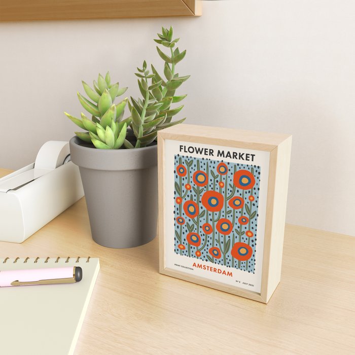 Flower Market Amsterdam, Modern Retro Flower Print Mini Art Print Gallery Image 2
