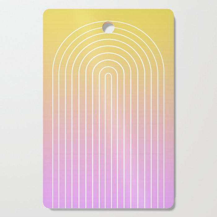 Ombre Arch IV Pink Yellow Sunrise Gradient Modern Geometric Lines Cutting Board Gallery Image 1