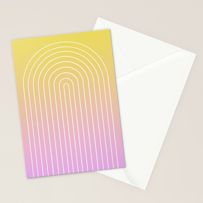Ombre Arch IV Pink Yellow Sunrise Gradient Modern Geometric Lines Stationery Card Gallery Image 2