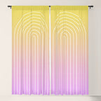 Ombre Arch IV Pink Yellow Sunrise Gradient Modern Geometric Lines Window Curtain Gallery Image 5