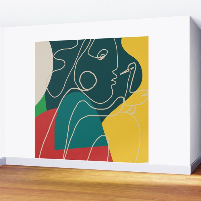 Gentle Abstract Line 6 Wall Mural Gallery Image 2