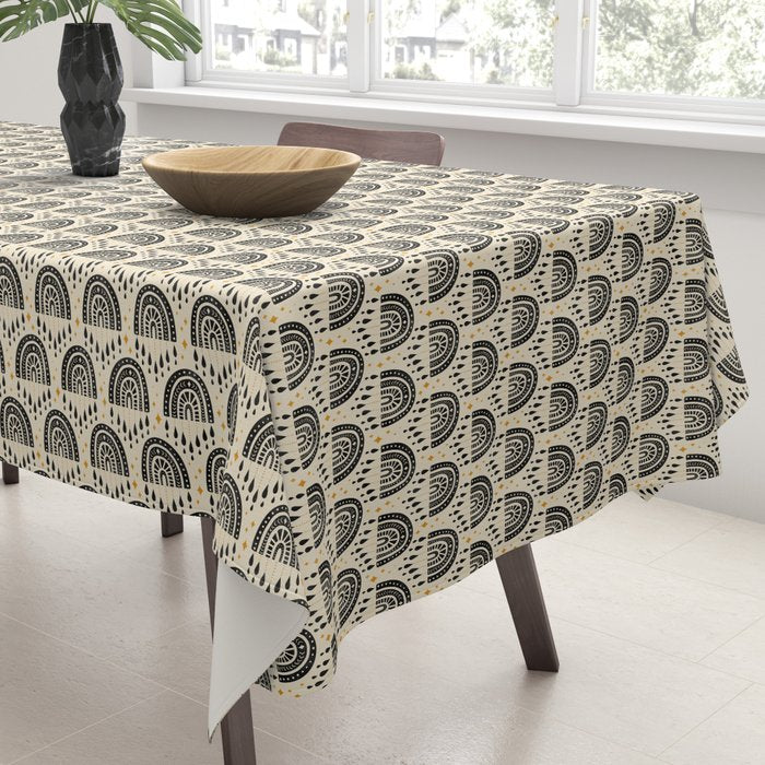 Little Rainbows - black, marigold, and cream Tablecloth Gallery Image 3
