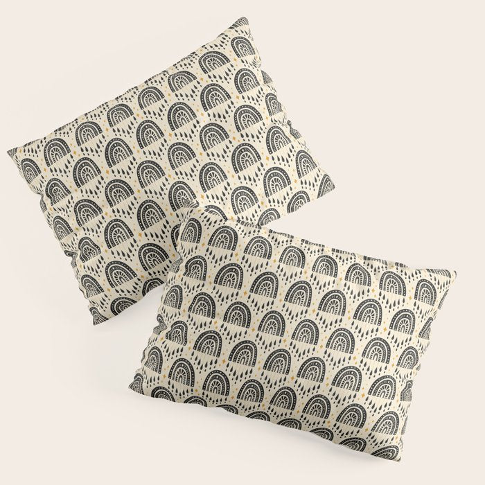 Little Rainbows - black, marigold, and cream Pillow Sham Gallery Image 3