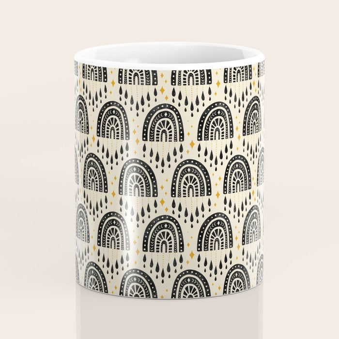 Little Rainbows - black, marigold, and cream Coffee Mug Gallery Image 4