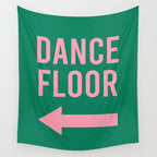 Dance Floor Left Arrow (Green Pink) Wall Tapestry Gallery Image 4