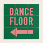 Dance Floor Left Arrow (Green Pink) Wood Wall Art Gallery Image 1