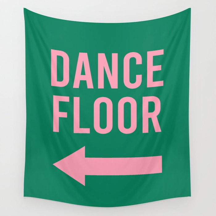 Dance Floor Left Arrow (Green Pink) Wall Tapestry Gallery Image 1
