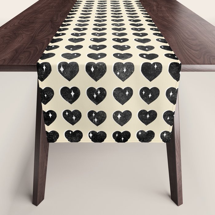 Love Hearts - black and cream Table Runner Gallery Image 1