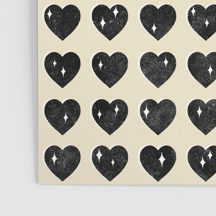Love Hearts - black and cream Poster Gallery Image 3