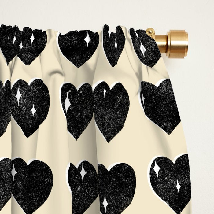 Love Hearts - black and cream Window Curtain Gallery Image 2