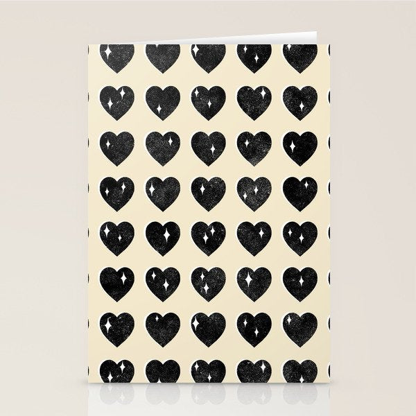 Love Hearts - black and cream Stationery Card Gallery Image 2