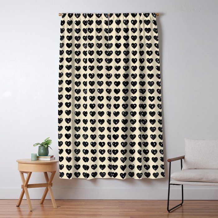 Love Hearts - black and cream Window Curtain Gallery Image 1