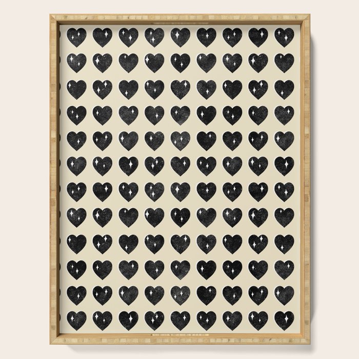 Love Hearts - black and cream Serving Tray Gallery Image 1