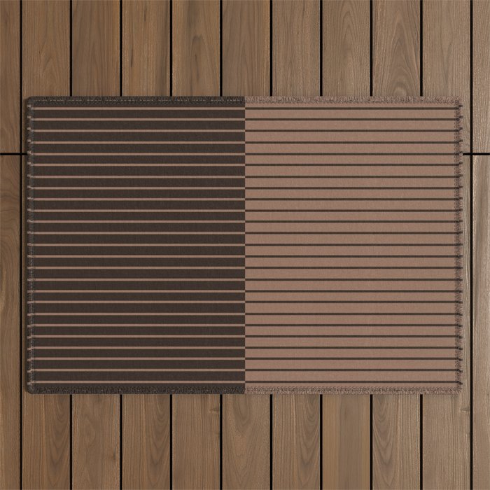 Color Block Lines XLI Dark Mocha Outdoor Rug Gallery Image 1