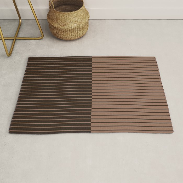 Color Block Lines XLI Dark Mocha Rug Gallery Image 1
