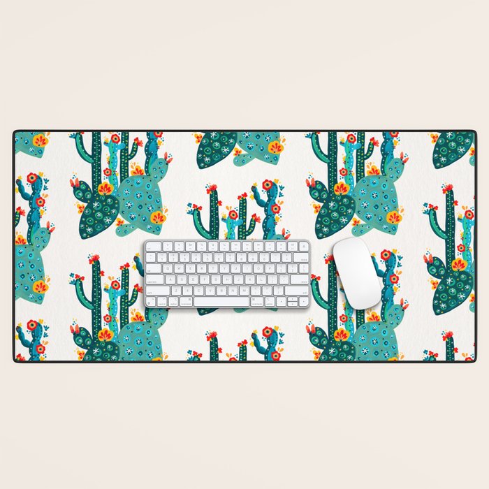 Cactus Garden Acrylic - Teal Desk Mat Gallery Image 1