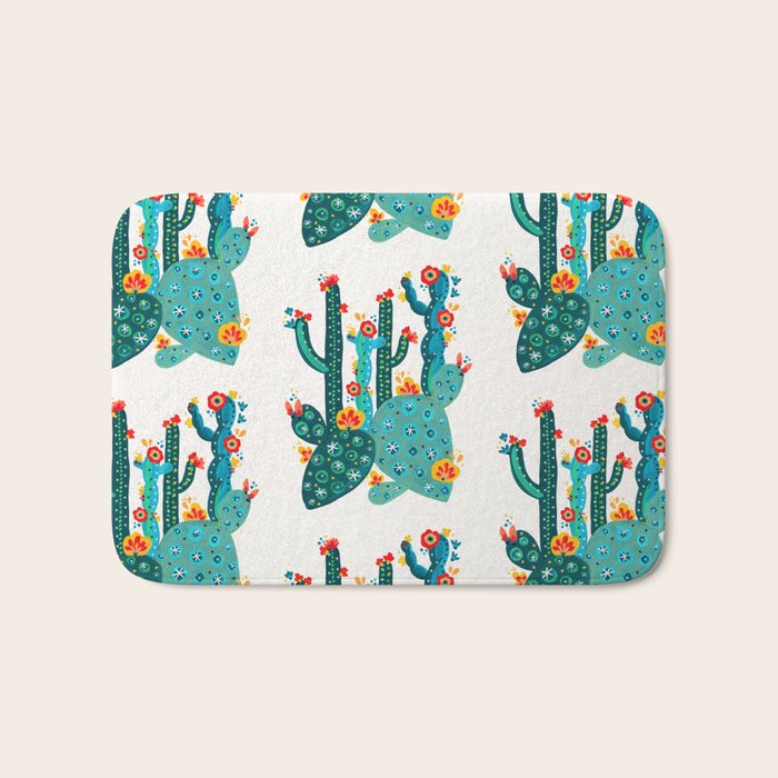 Cactus Garden Acrylic - Teal Bath Mat Gallery Image 1