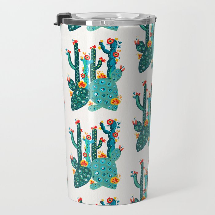 Cactus Garden Acrylic - Teal Travel Mug Gallery Image 3
