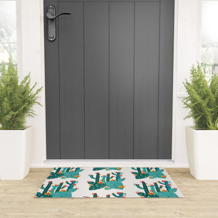 Cactus Garden Acrylic - Teal Welcome Mat Gallery Image 3