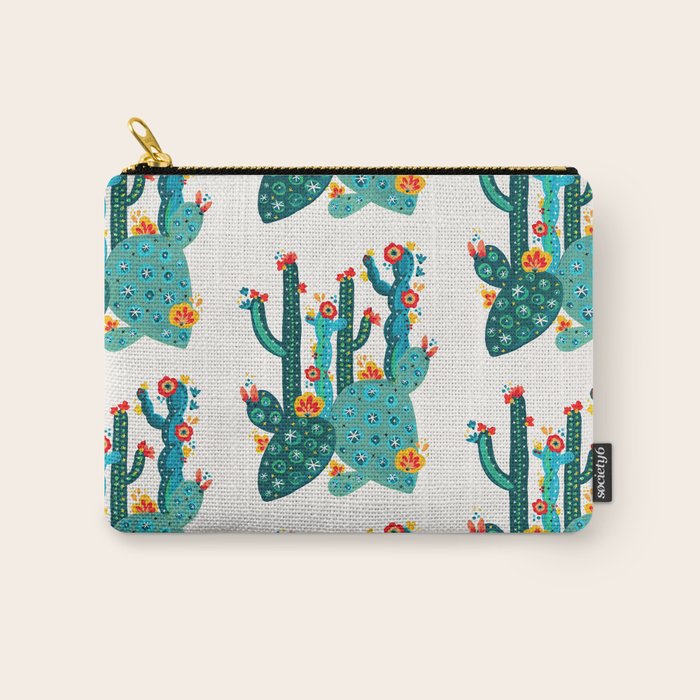 Cactus Garden Acrylic - Teal Carry All Pouch Gallery Image 1