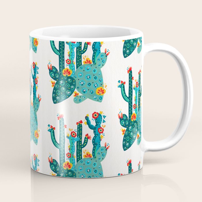 Cactus Garden Acrylic - Teal Coffee Mug Gallery Image 1