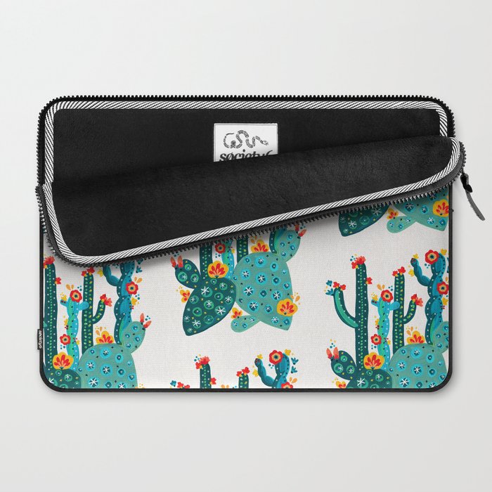 Cactus Garden Acrylic - Teal Laptop Sleeve Gallery Image 2