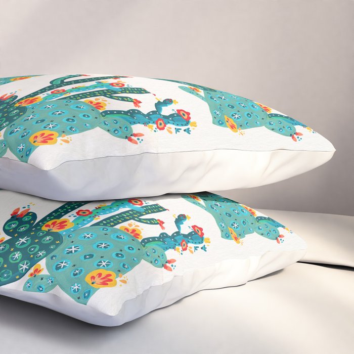 Cactus Garden Acrylic - Teal Pillow Sham Gallery Image 3